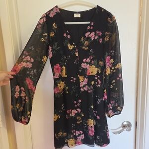 Alfred Black Dress with Yellow and Pink Floral - Available until 4/19